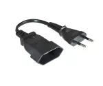 Power cord extension, Euro plug to Euro socket, 0.75mm², black, length 0.20m