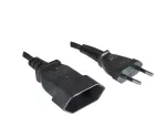 Power cord Euro plug to socket, 0,75mm², extension, VDE, black, length 2,00m
