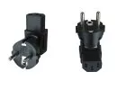 Strömadapter, nätadapter IEC-kontakt C13 till CEE 7/7 90° säkerhetskontakt