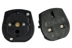 Stromadapter England Typ G Buchse auf CEE 7/7 Stecker, schwarz