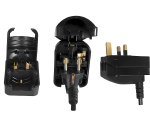 Adaptador de corrente CEE 7/3 para ficha tipo G do Reino Unido, 5A, aparafusado, preto