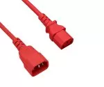 Napájecí kabel C13-C14, červený, 1mm², prodlužovací, VDE, délka 3,00m