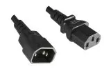 IEC kábel extra nagy, 1,5 mm² keresztmetszettel, C13-C14, hosszabbító, VDE, fekete, 3m