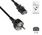 Netzkabel Europa CEE 7/7 gerade auf C13, 0,75mm², CEE 7/7/IEC 60320-C13, VDE, schwarz, Länge 1,00m, DINIC Box