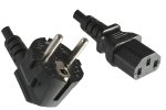 Netzkabel Europa CEE 7/7 90° auf C13, 1,5 mm², VDE, schwarz, Länge 10,00m