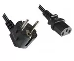 Power cable with an extra-large cross-section of 1.5mm², CEE 7/7 90° to C13, VDE-certified, black, 5m