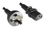 Power cable China type I to C13, 0,75mm², approval: CCC, black, length 1,80m