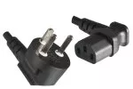 Omrežni kabel Danska tip K 90° do C13 90°, 0,75 mm², odobritve: VDE/DEMKO, črne barve, dolžina 1,80 m