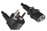 Omrežni kabel Danska tip K 90° na C13, 0,75 mm², odobritve: VDE/DEMKO, črne barve, dolžina 1,80 m