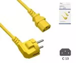 Omrežni kabel Europe CEE 7/7 90° do C13, 0,75 mm², VDE, rumen, dolžina 1,80 m, škatla DINIC