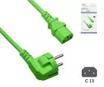 Omrežni kabel Europe CEE 7/7 90° do C13, 0,75 mm², VDE, zelen, dolžina 1,80 m, škatla DINIC