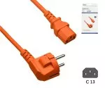 Omrežni kabel Europe CEE 7/7 90° do C13, 0,75 mm², VDE, oranžen, dolžina 1,80 m, škatla DINIC