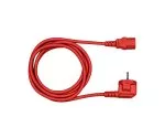 Cable de red Europa CEE 7/7 90° a C13, 0,75 mm², VDE, rojo, longitud 1,80 m