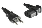 Power cord Switzerland type J (partly insulated) to C13 90°, 1mm², approval: SEV, black, length 3,00m