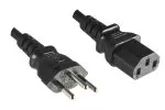 Hálózati kábel Svájc J típusú (részben szigetelt) C13-ra, 1mm², jóváhagyás: SEV, fekete, hossza 5.00m