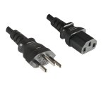 Power cord Switzerland type J (partly insulated) to C13, 0,75mm², approval: SEV, black, length 1,00m