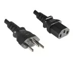 Tīkla kabelis Šveices J tipa (daļēji izolēts) ar C13, 0,75 mm², apstiprinājums: SEV, melns, garums 1,80 m