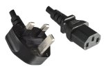 Netzkabel England UK Typ G 10A auf C13, 1mm², Zulassung: ASTA, schwarz, LSZH, Länge 1,80m