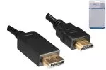 DisplayPort til HDMI-kabel, DP 20pin til HDMI-plugg, maks. oppløsning 1920x1080p ved 60Hz, sort, 2,00m, DINIC polybag