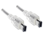 FireWire Kabel 6 polig Stecker auf Stecker, 10,00m Anschlusskabel IEEE 1394a, transparent