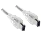 FireWire Cable 6pin male to male, transparent, 10,00m