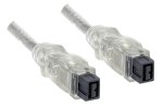 FireWire-kabel 9-polige stekker naar stekker, aansluitkabel IEEE 1394b, transparant, 2,00m