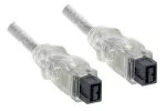FireWire Cable 9pin male to male, transparent, 3,00m