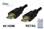 HDMI kábel 19 tűs A-A dugó, nagy sebességű, Ethernet csatorna, 4K2K@60Hz, fekete, hossza 5.00m, buborékcsomagolásban