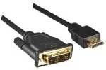 Kábel HDMI z konektora A na konektor DVI-D, pozlátené kontakty, čierny, dĺžka 2,00 m, blistrové balenie