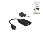 Adaptador HDMI tipo A de 19 pinos para tomada VGA, com tomada de áudio, preto, DINIC Box