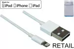 Кабел за iPhone/iPad/iPad mini Lightning, 1 м, Apple 8pin към USB 2.0, сертифициран от MFI, бял