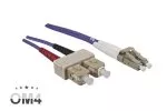 Šviesolaidinis kabelis OM4, 50µ, LC / SC jungtis daugiamodė, violetinės spalvos, dvipusis, LSZH, 1 m