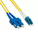 Cavo in fibra ottica OS1, 9µ, connettore LC / SC, monomodale, duplex, giallo, LSZH, 1m