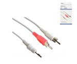 Cabo áudio-vídeo DINIC 3,5 mm macho - 2x RCA macho, 3 m, branco