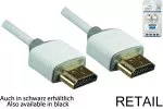 Super Slim HDMI 1.4 Kabel Stecker auf Stecker, DINIC Monaco Range, AWG 36, OD 3,6mm, weiß, Länge 2,00m, Blister