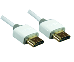 Super tenký kábel HDMI 1.4 samec - samec, DINIC Monaco Range, AWG 36, OD 3,6 mm, biely, dĺžka 2,00 m, blistrové balenie