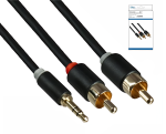 Ljudkabel 3,5mm jack St. till 2x RCA St., 5m DINIC Monaco Range, svart