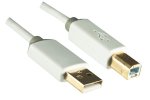 Cablu HQ USB 2.0, cablu USB 2.0 de la fișa A la fișa B, gama Monaco, alb, 3,00m