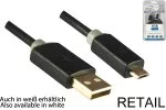 HQ Καλώδιο Micro USB A αρσενικό σε micro B αρσενικό, σειρά Monaco, μαύρο, 2.00m, DINIC Blister