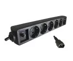Power strip for UPS systems, 6-way, overvoltage protection 10A, with C14 plug, CE, cable length 1.50m