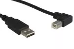 Kabel USB 2.0 A-B s levým úhlem, AWG 28/24, černý, 0,50 m