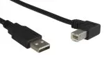 USB 2.0 кабел от A до B под прав ъгъл, AWG 28/24, черен, 0,50 м