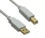 HQ USB 2.0 Cable A male to B male, 28 AWG / 2C, 26 AWG / 2C, white, 5,00m