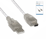 DINIC USB 2.0 Kabel, A Stecker auf 5pin mini Stecker, AWG 28/26, transparent, 2,00m, DINIC Box