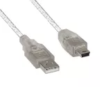 Mini USB 2.0 Kabel, A Stecker auf 5pin mini Stecker, transparent, 2,00m, DINIC Polybag