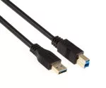 USB 3.0 kábel A dugó B dugóhoz, aranyozott érintkezőkkel, fekete, 2.00m, DINIC polizsák