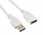 Extensie USB 3.0, mufă A la mufă A, contacte placate cu aur, alb, 2,00 m, sac de polietilenă