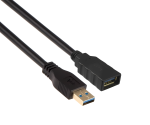 Extensão USB 3.0, ficha A para tomada A, contactos dourados, preto, 2,00 m, saco plástico DINIC