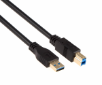 Kabel USB 3.0 od vtiča A do vtiča B, pozlačeni kontakti, črn, 1,00 m, polivinilasta vrečka DINIC