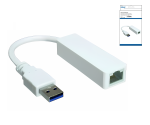 Adaptador USB para Gbit LAN para MAC e PC, ficha USB 3.0 (2.0) A para tomada RJ45, branco, caixa DINIC